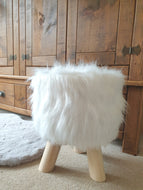 Faux Fur Shaggy Stool (White)