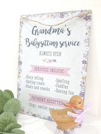 Grandma's Babysitting service Sign