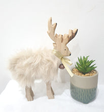 Load image into Gallery viewer, Cream Wooden Reindeer
