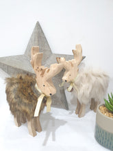 Load image into Gallery viewer, Cream Wooden Reindeer

