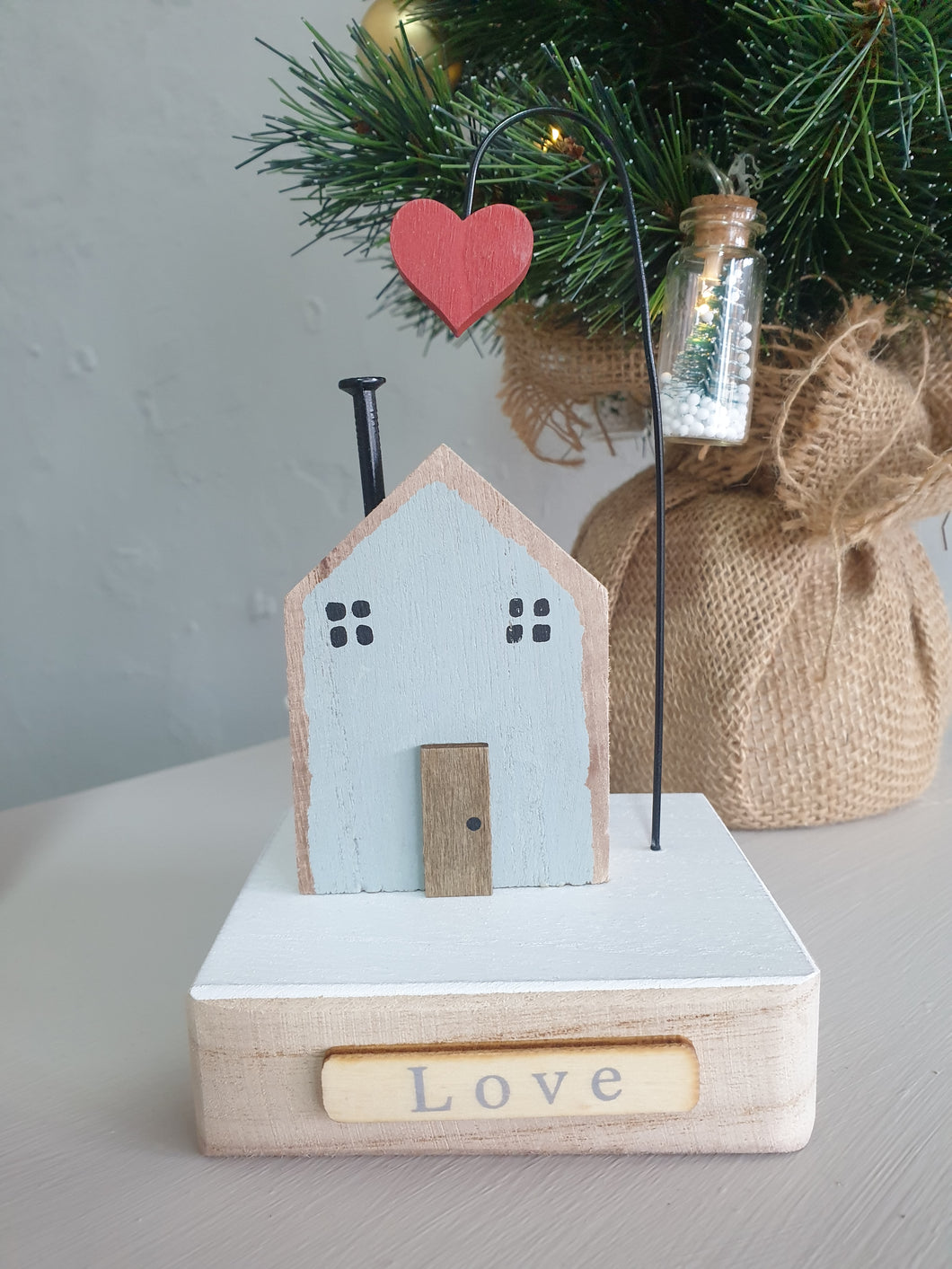 Wooden House Red Heart
