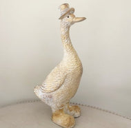 Hat Wearing Duck Natural Resin 29.5cm