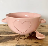 Pink Embossed Bowl with handles