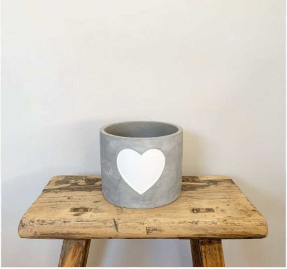 White Heart Cement planter Small