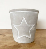 Cement pot with white star outline