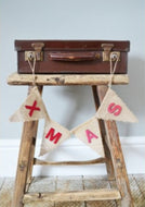Christmas Flag Bunting Xmas Hessian