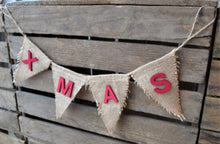Load image into Gallery viewer, Christmas Flag Bunting Xmas Hessian
