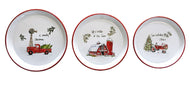 Set of 3 Enamel Christmas circular Plater Trays
