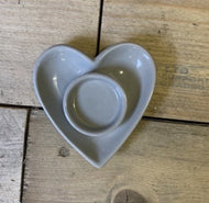 Grey ceramic Heart T-light holder