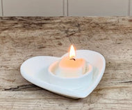 White Heart Tlight Holder