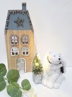 Grey Wooden Christmas House (square roof)