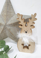 Star Cut out wooden Deer with Scarf